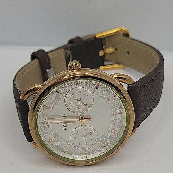 Fossil Tailor ES3954 Women's Brown Leather Analog Dial Quartz Wrist Watch DE154 - Picture 6 of 10